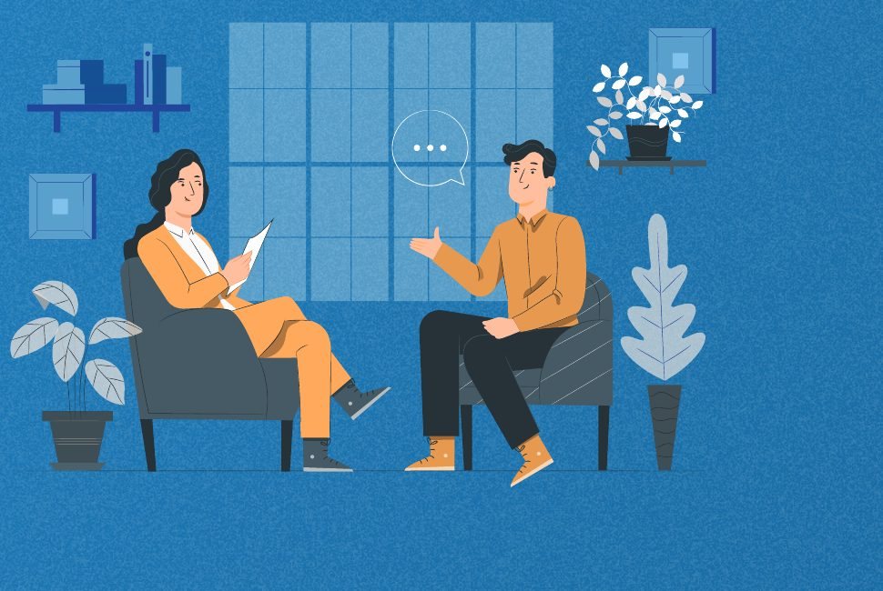Illustration of a user interview taking place