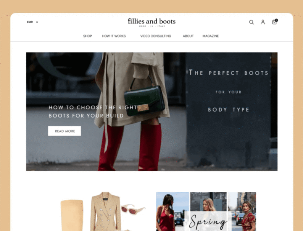 Fillies and Boots e-commerce redesign