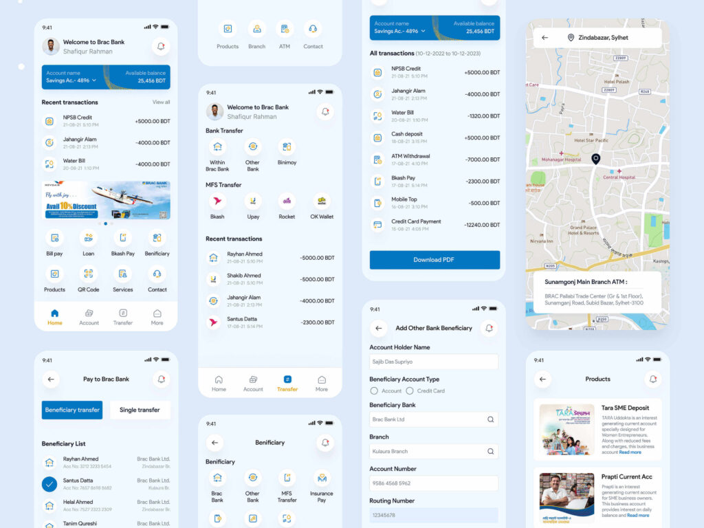 Brac Bank mobile banking redesign