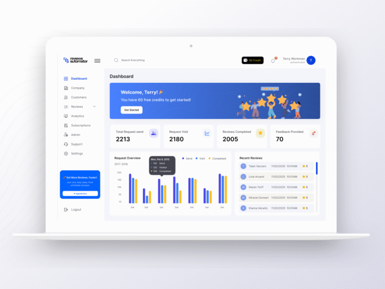 Reviews Automator SaaS dashboard