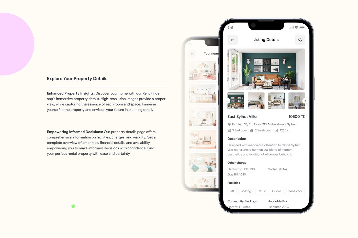 Property listing detail screen