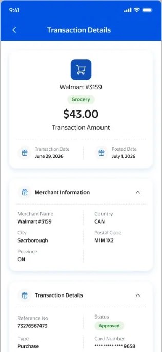 Transaction details screen