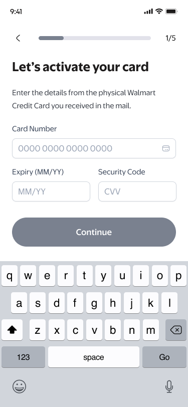 Activate card wireframe
