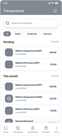 Transactions wireframe